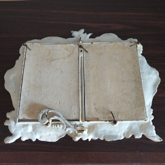 Antique Cast Metal Floral Standing Picture Frame for two Pictures - Picture 9 of 16